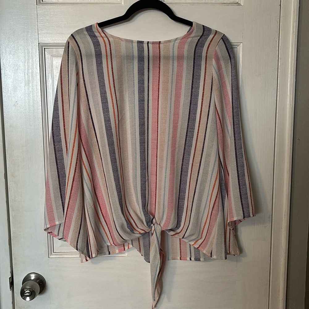 New Directions Colorful Pastel Striped Top